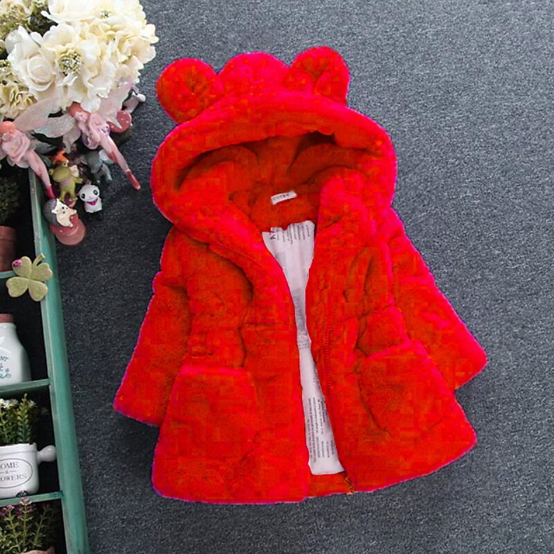Girls' 3D Solid Color Coat Long Sleeve Winter Active Cute Cotton Kids 3-8 Years Daily Regular Fit2