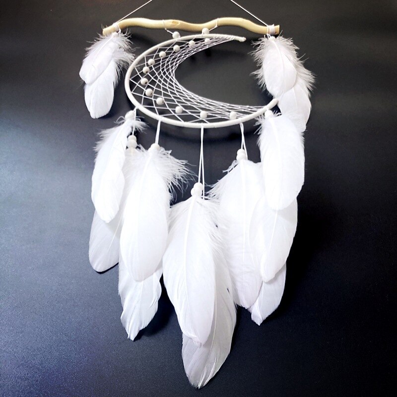 Boho Dream Catcher Handmade Gift Wall Hanging Decor Art Ornament Crafts Moon Feather For Kids Bedroom Wedding Festival 24*48cm4