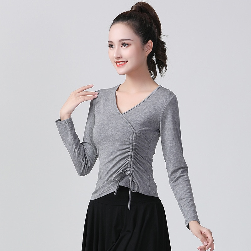 Latin Dance Ballroom Dance Top Solid Women's Training Performance Long Sleeve Modal4