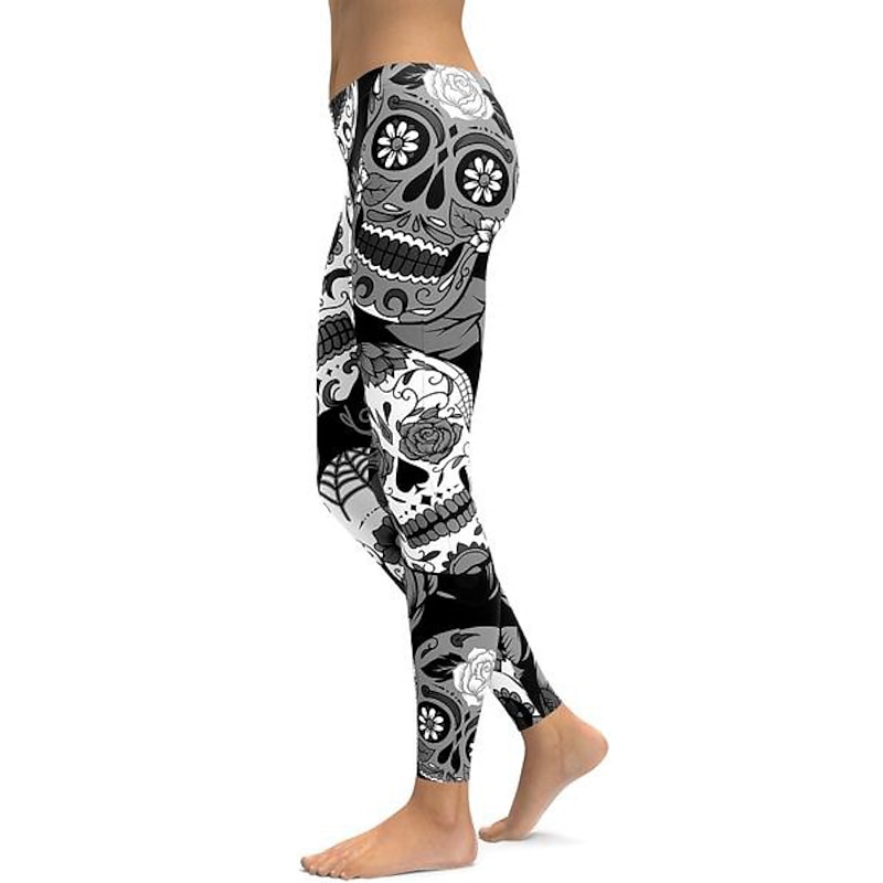 Retro Vintage Punk & Gothic 1970s Leggings Workout Pants Skeleton Skull Skull Fancy Dress Women's Halloween Carnival Masquerade Party / Evening Bachelorette Party Adults' Pants