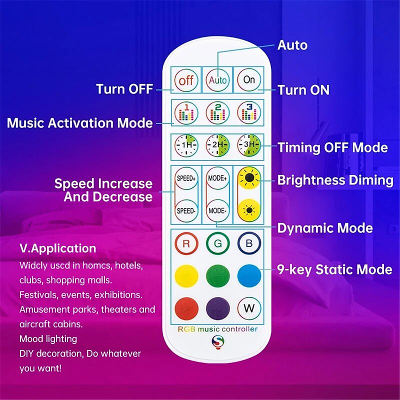 LED Strip Lights 65.6Ft-20M Color Changing LED Light Strips with Music Sync Remote Built-in Mic Bluetooth App Control RGB LED Lights for Bedroom Party Kitchen TV Home2