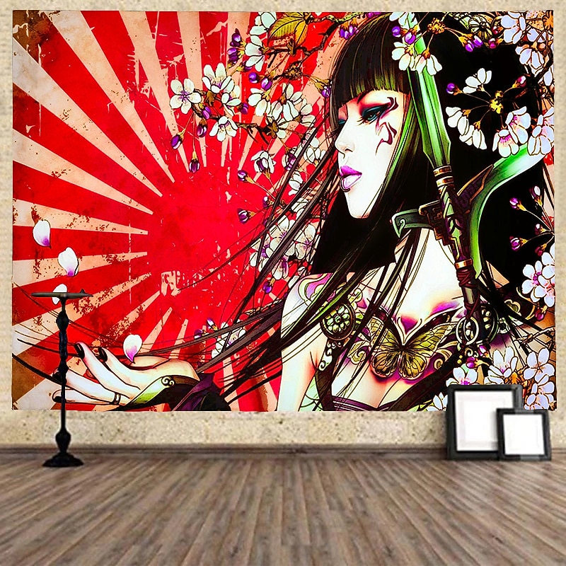 Japanese Style Wall Tapestry Art Decor Blanket Curtain Hanging Home Bedroom Living Room Decoration Polyester2