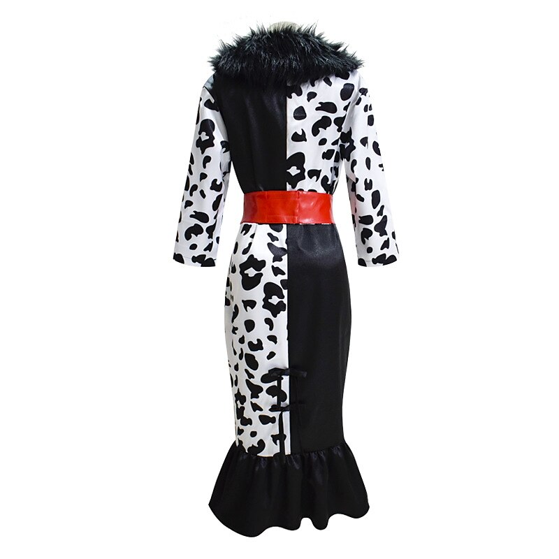 One Hundred and One Dalmatians Cruella De Vil Dress Cosplay Costume Masquerade Vacation Movie Cosplay for Women's Adults' Carnival Masquerade4