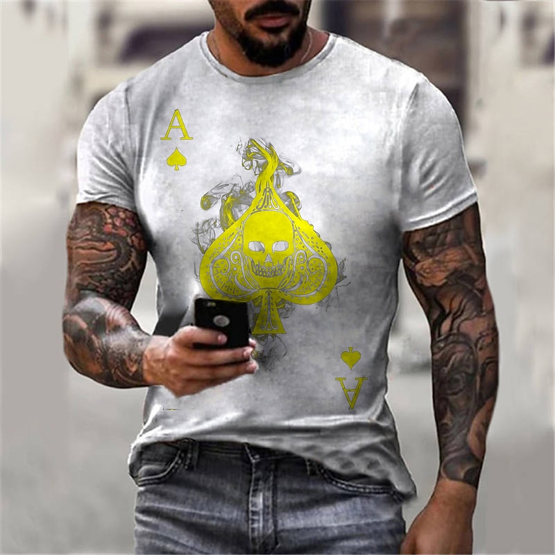 Men's Skull Graphic Prints Shirt T Shirt Tee Short Sleeve T shirt 3D Print Round Neck Shirt Designer Classic Casual Daily Holiday Light Yellow Black White Summer Clothing Apparel S M L XL XXL 3XL 4XL2