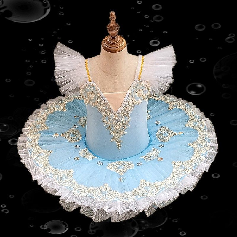 Kids' Dancewear Ballet Tutu Dress Dress Rhinestone Imitation Pearl Lace Girls' Training Performance Cap Sleeve High Mesh Spandex2
