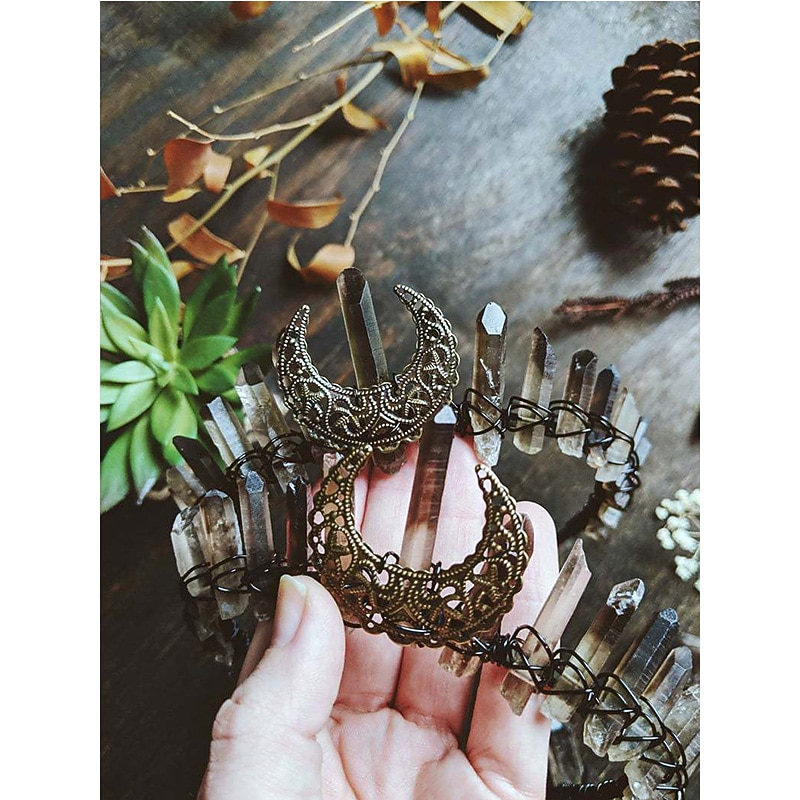 1 Piece Electroplating Multicolored Green Moon Wicca Wizard Crown Headband Dark Blue Black Headband Water3