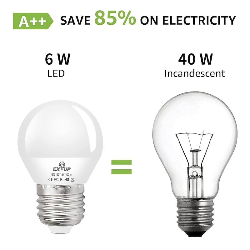 12pcs 6pcs 6W LED Globe Light Bulb 600lm E27 E26 G45 20 LED Beads SMD 2835 60W Halogen Equivalent Warm Cold White 110-240V3