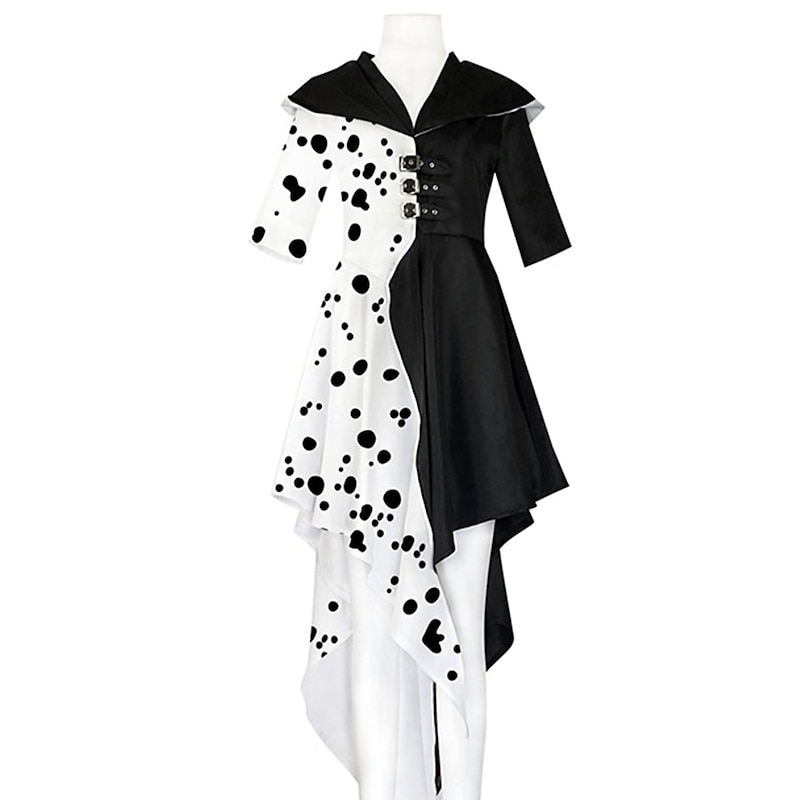 One Hundred and One Dalmatians Cruella De Vil Cosplay Costume Necklace Outfits Christmas Vintage Fashion Movie Cosplay for Women's Teen Adults' Carnival Masquerade2