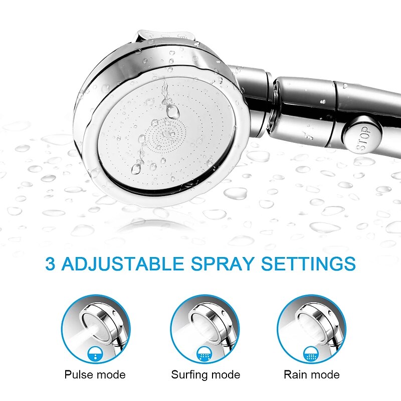 High Quality 1PC High Pressure 3 Modes Shower Head with Stop Button Adjustable Water Saving Showerhead For Home Hotel Bathroom4
