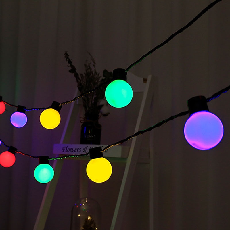 Outdoor Holiday Lights Solar 5cm Big Ball String Light 5m-20LEDs 3.5m-10LEDs Fairy Bulb Lights Patio Wedding Christmas Garden Holiday Decoration Lamp