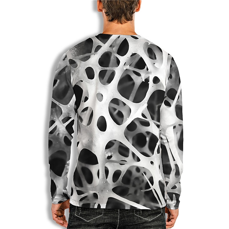 Men's Unisex Geometric Graphic Prints T Shirt Long Sleeve T shirt 3D Print Crew Neck Shirt Designer Casual Big and Tall Daily Holiday White Yellow Red Spring &  Fall Clothing Apparel S M L XL XXL 3XL