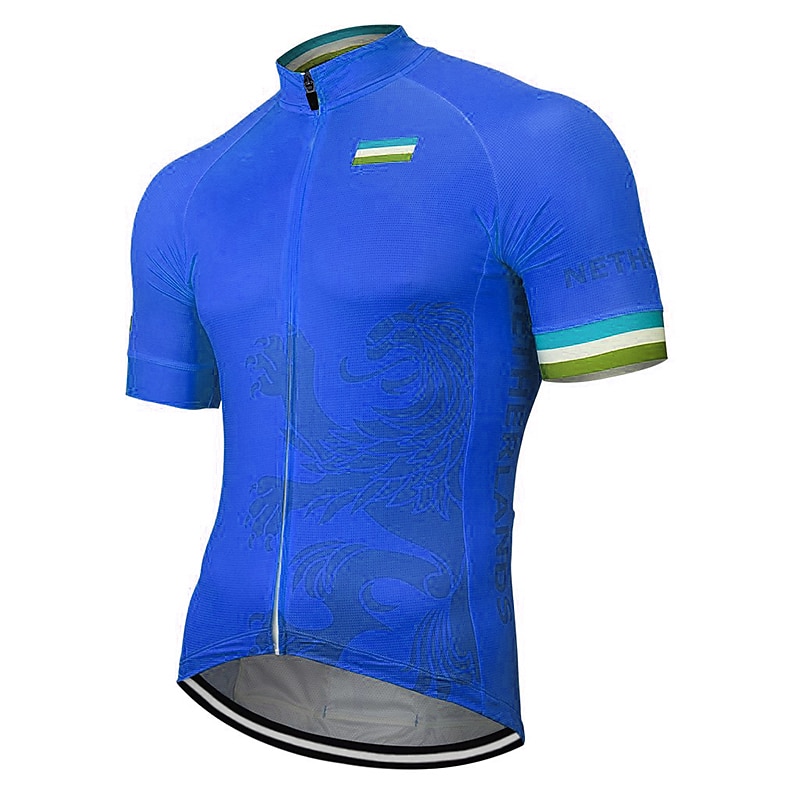 Men's Cycling Jersey Patterned Netherlands National Flag Short Sleeve Bike Jersey Top with 3 Rear Pockets Mountain Bike MTB Road Bike Cycling UV Resistant Quick Dry Reflective Strips Back Pocket4