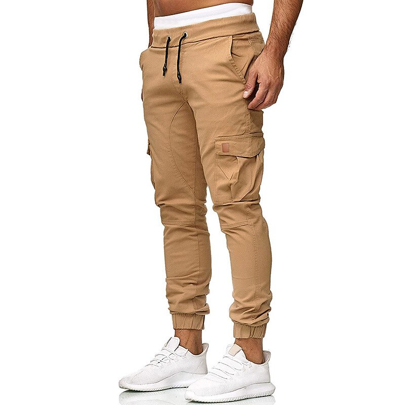 mens cargo jogger pants athletic casual pants fashion slim fit sweatpants pencil trousers khaki2