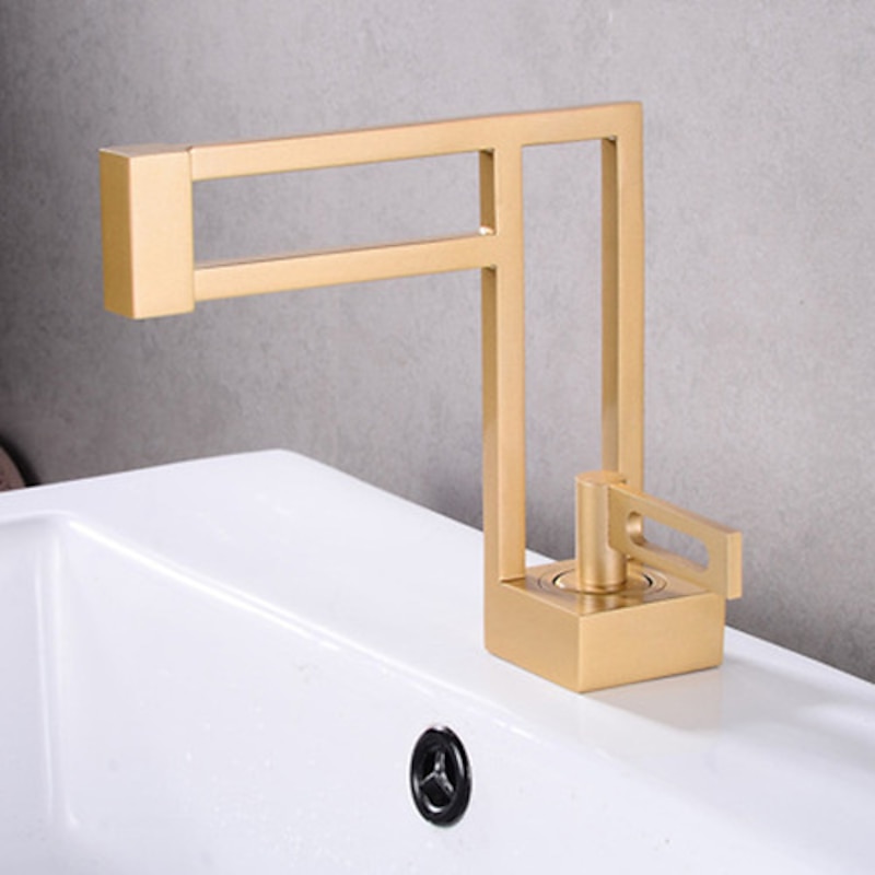 Bathroom Sink Faucet,Brass Modern Style Centerset Single Handle One Hole Bath Taps with Hot and Cold Switch4
