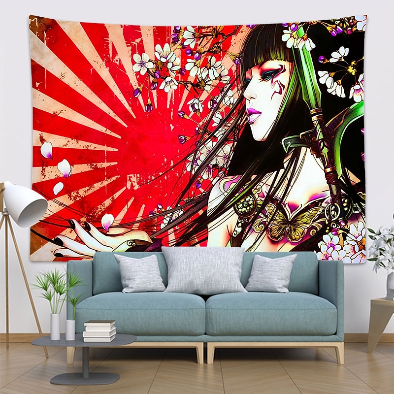 Japanese Style Wall Tapestry Art Decor Blanket Curtain Hanging Home Bedroom Living Room Decoration Polyester4