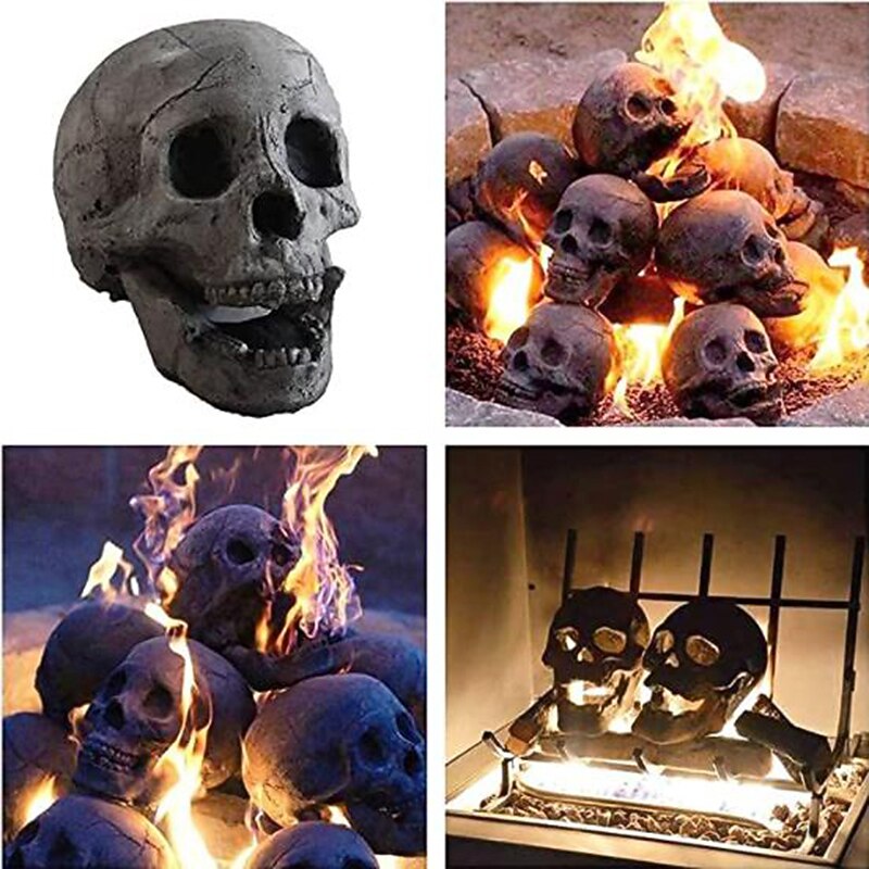 1 Pcs Realistic Skull Ornament Halloween Portable Fireproof Ceramic-Clay Skull Sculpture For Fireplace Terror Ceramic Ornaments Halloween Skeleton Decoration2