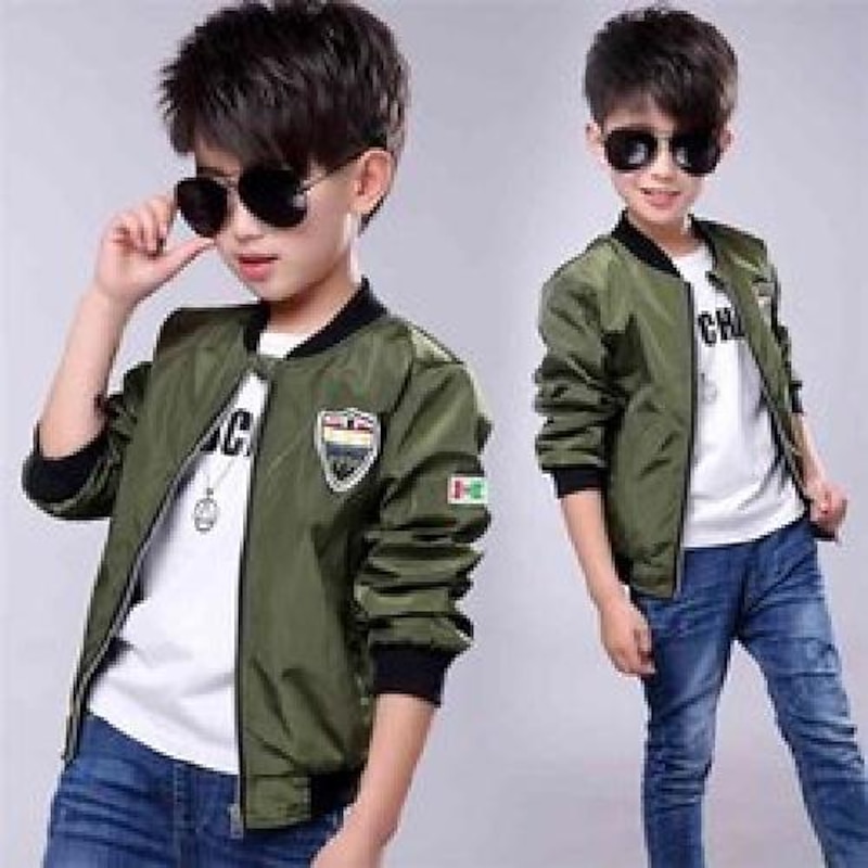 Dimusi Spring Jackets For Boy Coat Army Green Bomber Boy'S Windbreaker Autumn Patchwork Kids Children