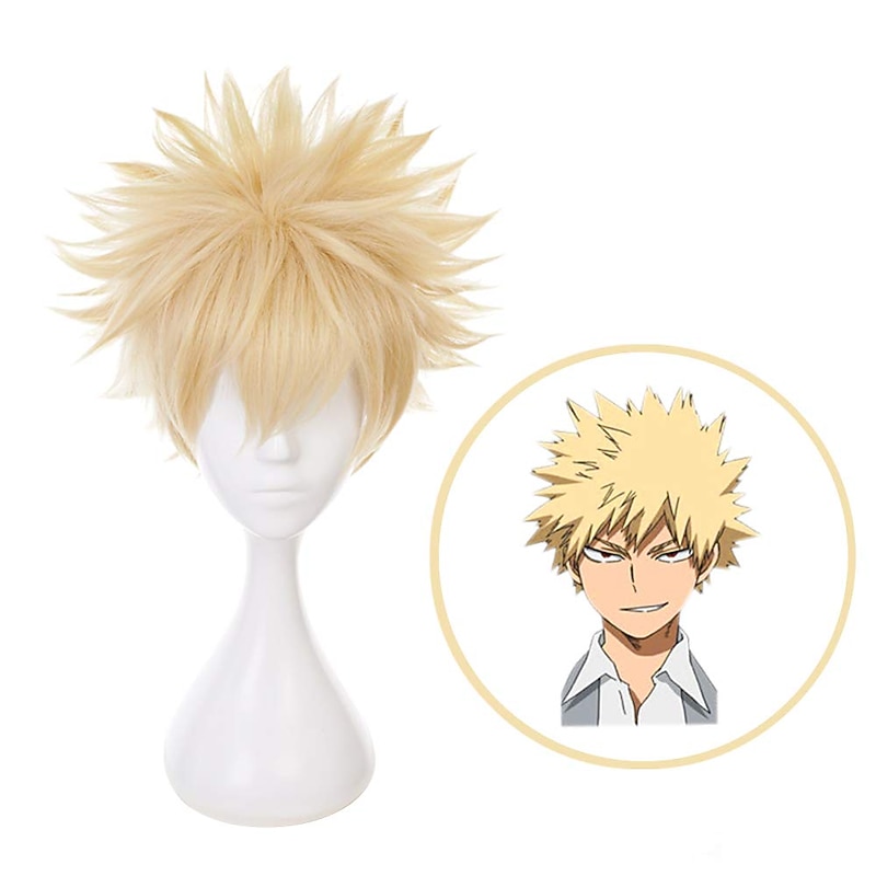 Bakugou Wig Deku Wig Toga Wig   Uraraka Cosplay Wig Cosplay  Wig Wavy Middle Part Wig Blonde One Color Synthetic Hair Women's Blonde Halloween Wigs2
