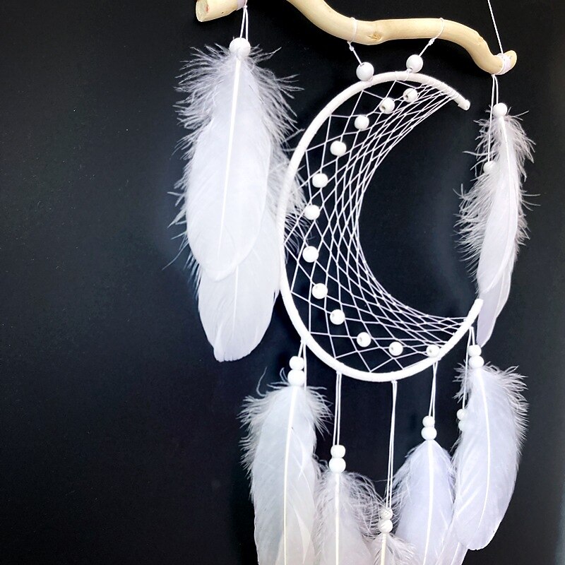 Boho Dream Catcher Handmade Gift Wall Hanging Decor Art Ornament Crafts Moon Feather For Kids Bedroom Wedding Festival 24*48cm3