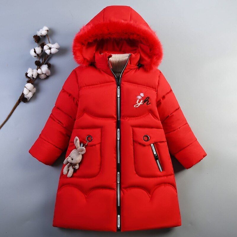 Girls' 3D Kids Puffer Jacket Plain Down Coat Parka Puffer Jacket Long Sleeve Winter Cute Adorable Kids 10-13 Years Regular Fit2
