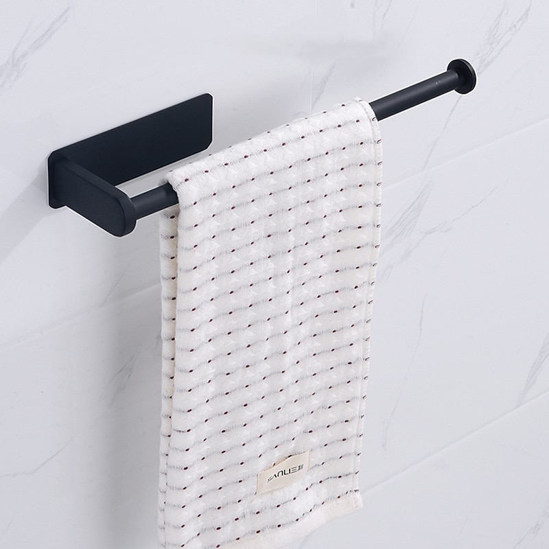 Self-adhesive Towel Holder,Toilet Paper Holder Wall Mounted,Stainless Steel Toilet Paper Roll Holder, Tissue Roll(Black/Chrome)2