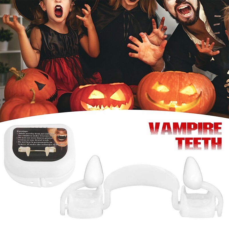 Halloween Retractable Vampire Teeth Dentures Zombie Teeth Silicone Dentures Halloween Decoration Horror Vampire Party Props Decoration3