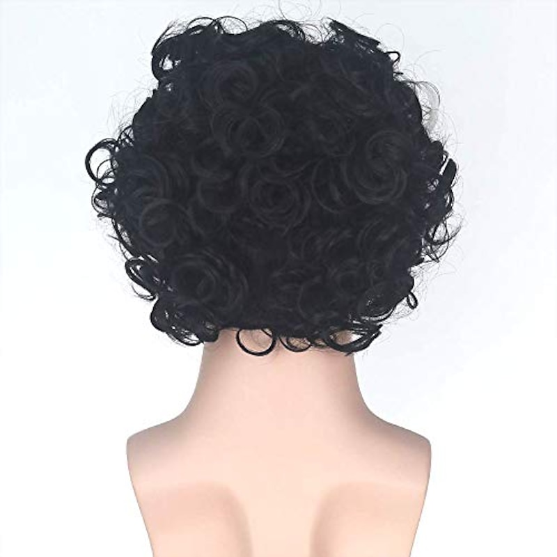 Sweeney Todd Cosplay Wigs for Men Short Bob Curly Synthetic Wig White Highlight Black Color Hair Natural Hairline Heat Resistant Fiber Wigs for Boy  Party Halloween Wigs4