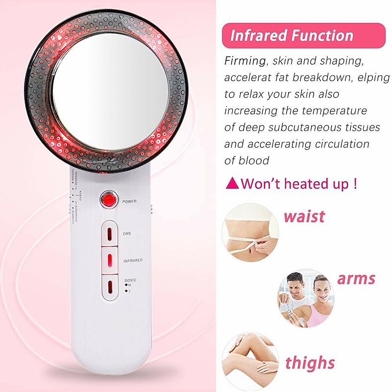 3-IN-1 Ultrasonic Cavitation Machine EMS Fat Burner Infrared Therapy Body Slimming Massager Cellulite Weight Loss Skin Tighten Handheld Beauty Cellulite Massager Device for Belly Waist Arm Leg Hip4