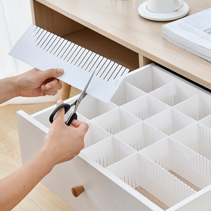 5/10PCS Adjustable Drawer Divider DIY Storage Shelves Household Free Combination Partition Board Makeup Sock Underwear Organizer3