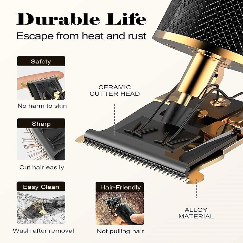 Professional Hair Clippers Men's Hair Clippers Men's Electric Hair Trimmer Men's Hair Trimmer with 4 Distance Combs Limited Distance USB Rechargeable3