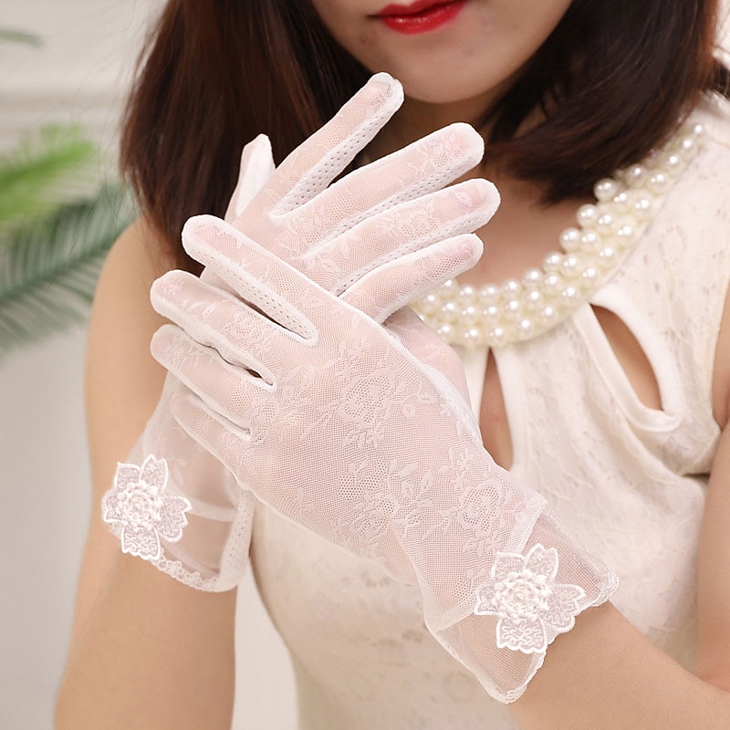 Polyester Wrist Length Glove Stylish / Vintage Style With Petal Wedding / Party Glove4