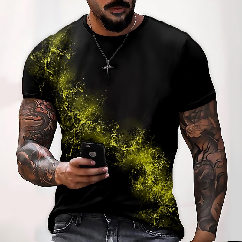 Men's Unisex Graphic Prints Flame Shirt T Shirt Tee Short Sleeve T shirt 3D Print Crew Neck Shirt Designer Casual Big and Tall Daily Holiday Yellow Red Royal Blue Summer Clothing Apparel S M L XL XXL4