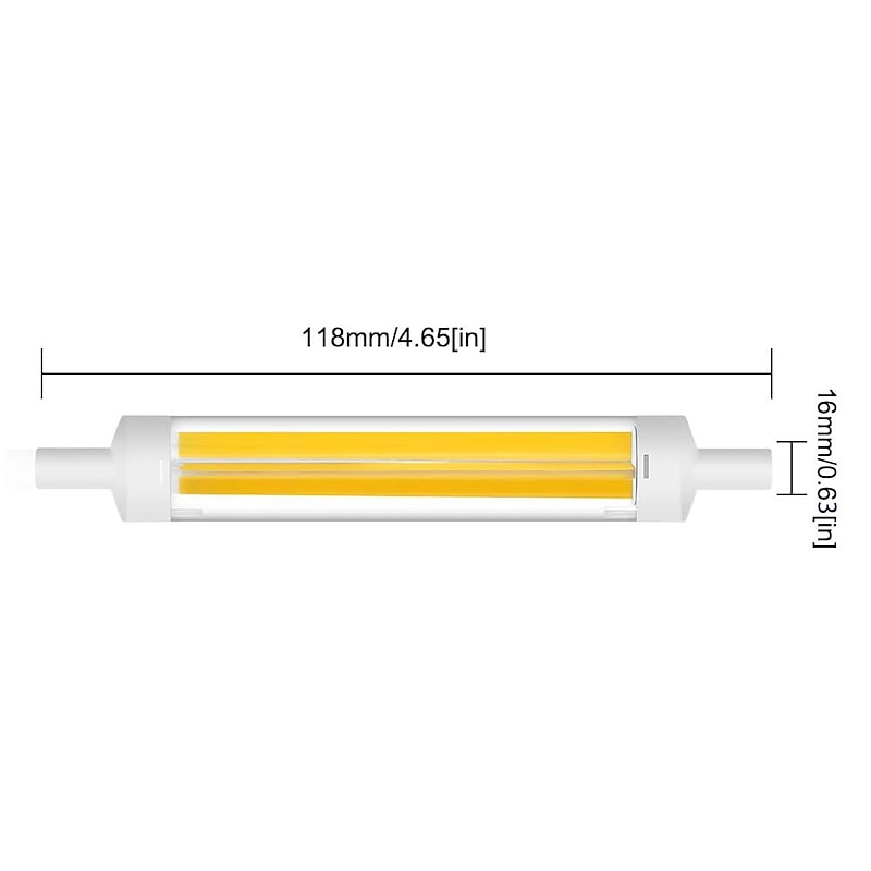 1Pcs Dimmable R7S COB LED Bulbs 13W J Type 118MM Double Ended LED Lights 130W Halogen Equivalent 220-240V T3 R7S Base Equivalent Floodlight Replacement for Garage Speciality Lighting Floor Lamps2