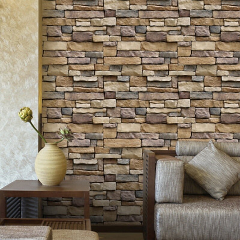 Cool Wallpapers Brick Wallpaper Wall Mural Wood Grain Stripes Home Decoration Comtemporary Stripes Wall Covering, PVC / Vinyl Material Self adhesive Wallpaper, Room Wallcovering