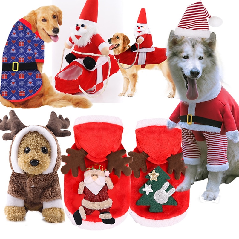 Dog Cat Christmas Costume Christmas Santa Claus Santa Claus Adorable Cute Christmas Casual / Daily Dog Clothes Puppy Clothes Dog Outfits Brown Costume for Girl and Boy Dog Cotton Fabric Cotton XXL3