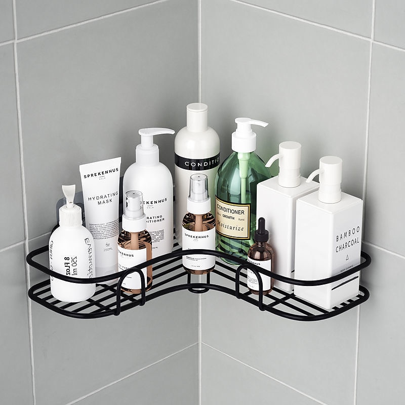 Shower Caddy Bathroom Shelf with Hooks, Shower Caddy Rack, Bathroom Kitchen No Punching Triangle Storage Rack, Bathroom Accessories