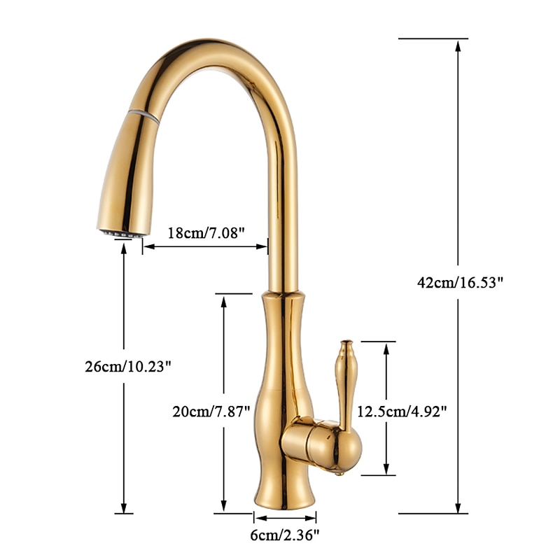 Kitchen Faucet with Pull-out Spray,Brass 2-modes Single Handle One Hole Modern Style Kitchen Taps with Hot and Cold Switch2