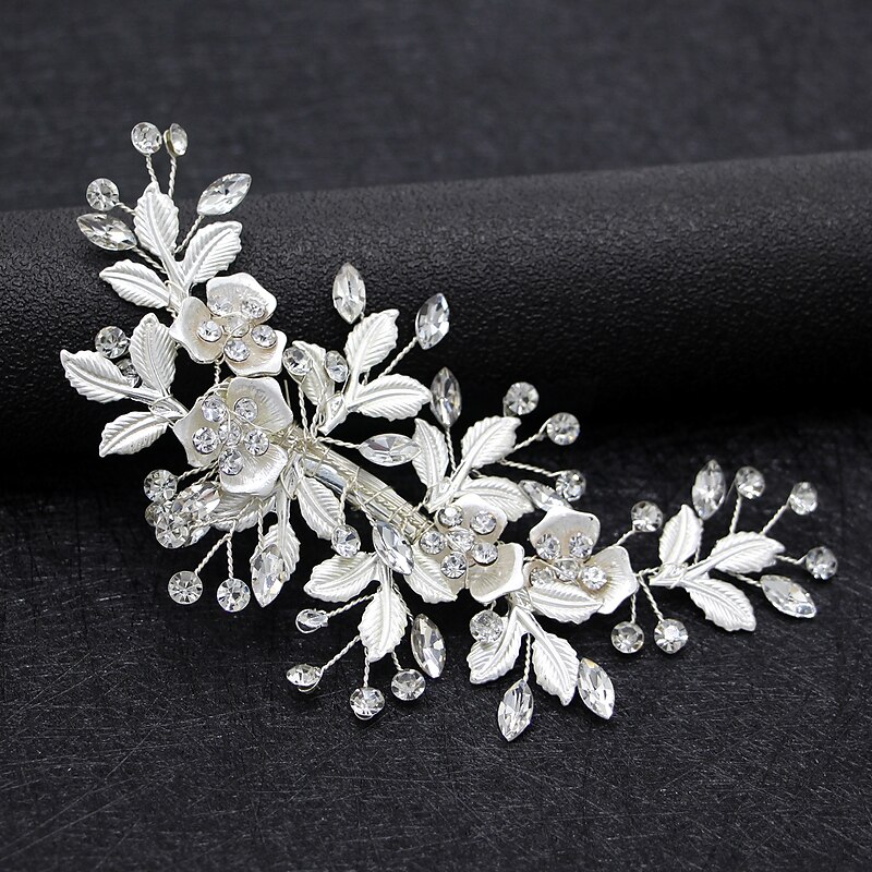 Flowers Headdress Headpiece Alloy Wedding Special Occasion Cute Romantic With Flower Crystals / Rhinestones Headpiece Headwear