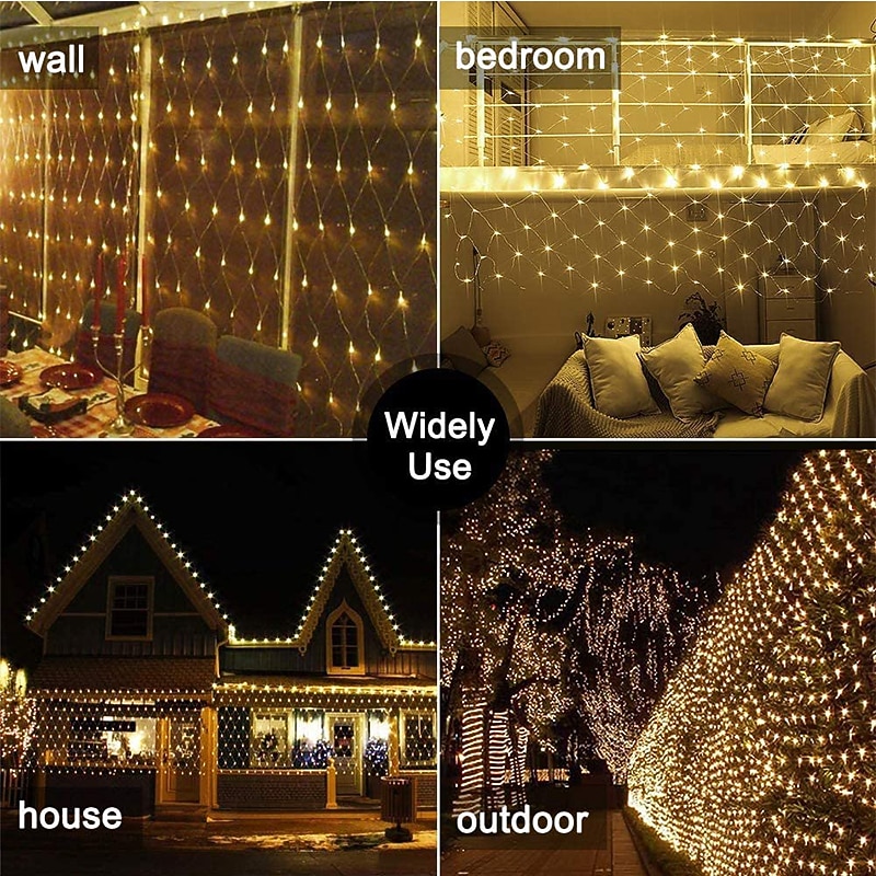 6x4m Net String Lights 880 LEDs Fishing Net String Lights Warm White Cold White Multi Color Waterproof Party Christmas Tree Wedding Patio Home Décor Interior Decorating4