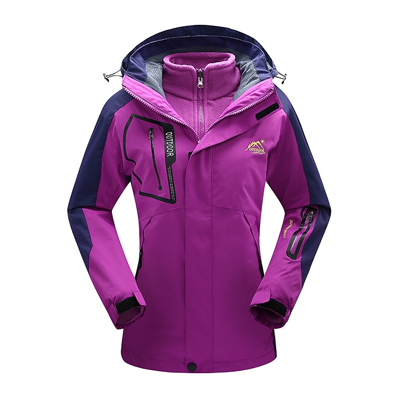 Women's Hiking 3-in-1 Jackets Ski Jacket Hiking Fleece Jacket Winter Outdoor Thermal Warm Windproof Lightweight Wear Resistance Outerwear Winter Jacket Trench Coat Skiing Fishing Climbing Black Ivory4