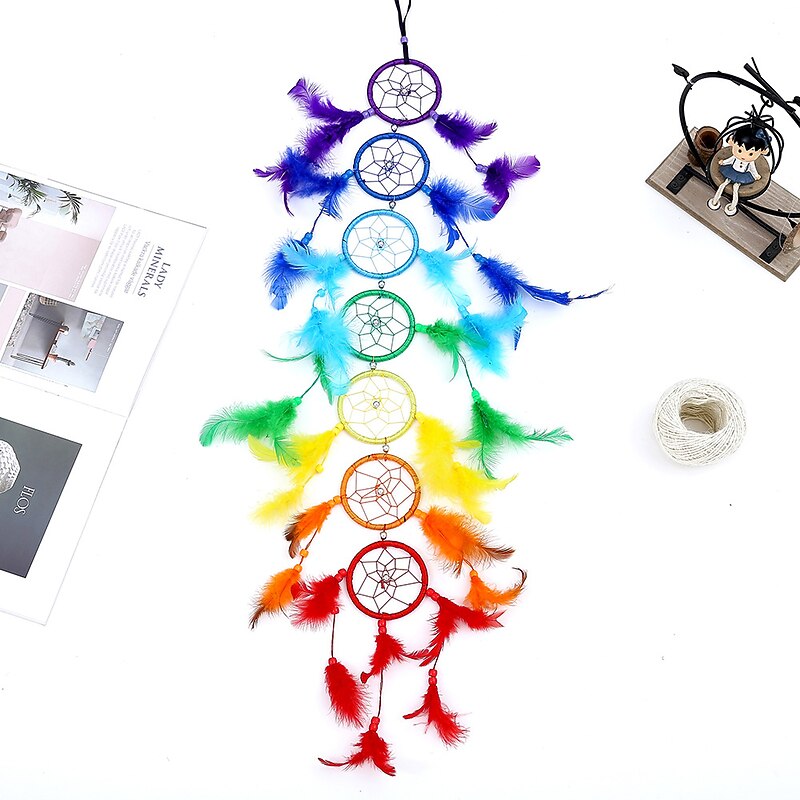 Boho Dream Catcher Handmade Gift Wall Hanging Decor Art Ornament Crafts Circle Feather For Kids Bedroom Wedding Festival 80-85cm4