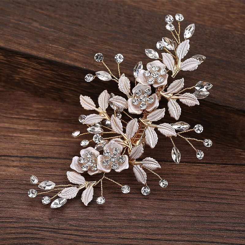 Flowers Headdress Headpiece Alloy Wedding Special Occasion Cute Romantic With Flower Crystals / Rhinestones Headpiece Headwear4