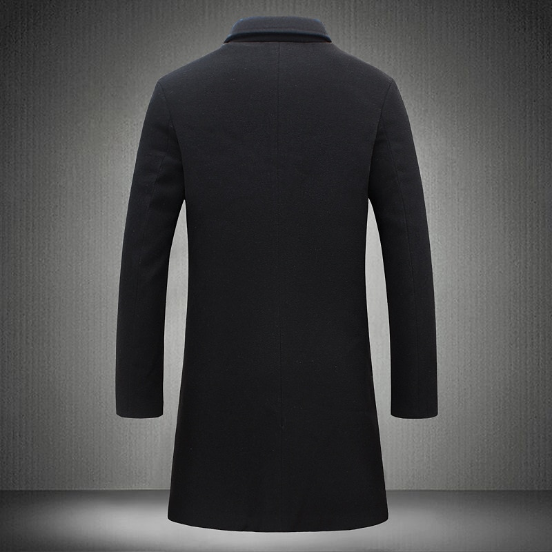 Men's Winter Coat Wool Coat Overcoat Trench Coat Short Coat Street Business Winter Fall Polyester Thermal Warm Breathable Outerwear Clothing Apparel Casual Solid Color Pocket Turndown Single Breasted3