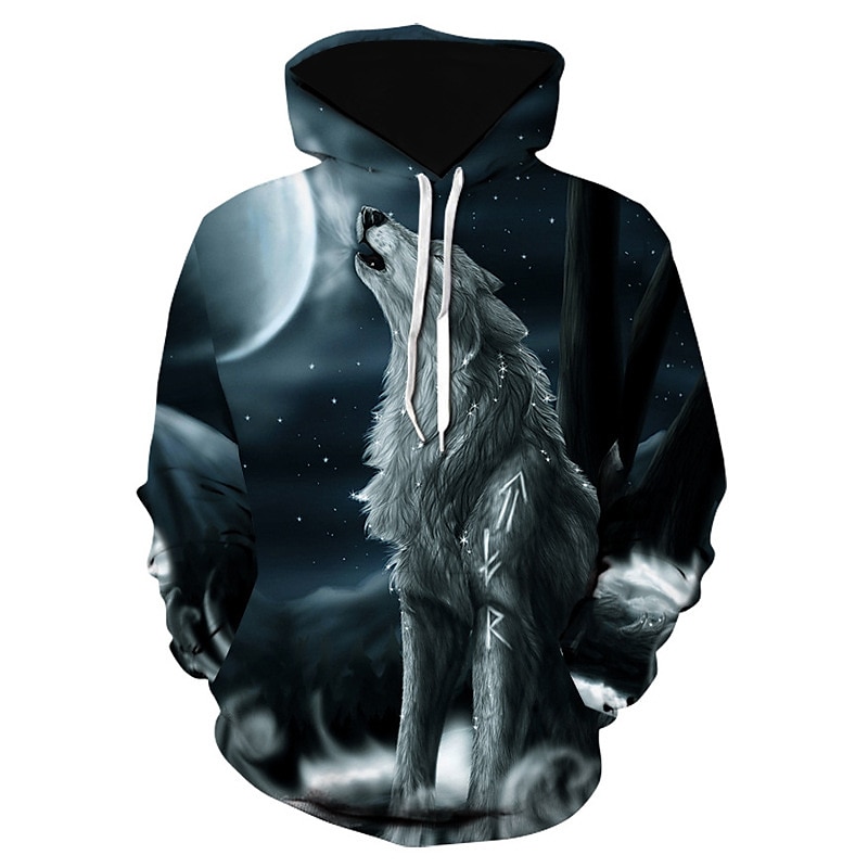 Men's Wolf Animal Patterned Hoodie Hoodies Sweatshirt Vintage Designer Long Sleeve Hooded WY-0325 WY-0326 Designer 10