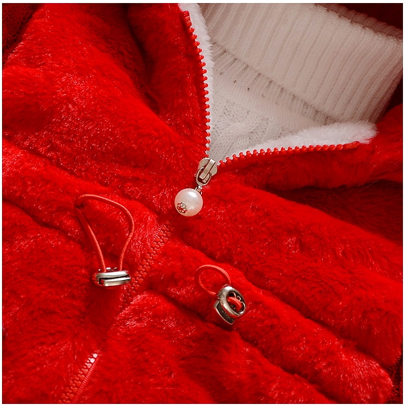 Girls' 3D Solid Color Coat Long Sleeve Winter Active Cute Kids 1-5 Years Daily Regular Fit4