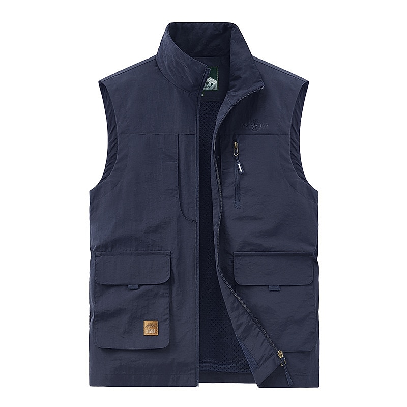 Men's Vest Gilet Fishing Vest Hiking Vest Sleeveless Vest Gilet Jacket Outdoor Street Daily Going out Streetwear Casual Spring Fall Pocket Polyester Nylon Breathable Plain Zipper Stand Collar Loose