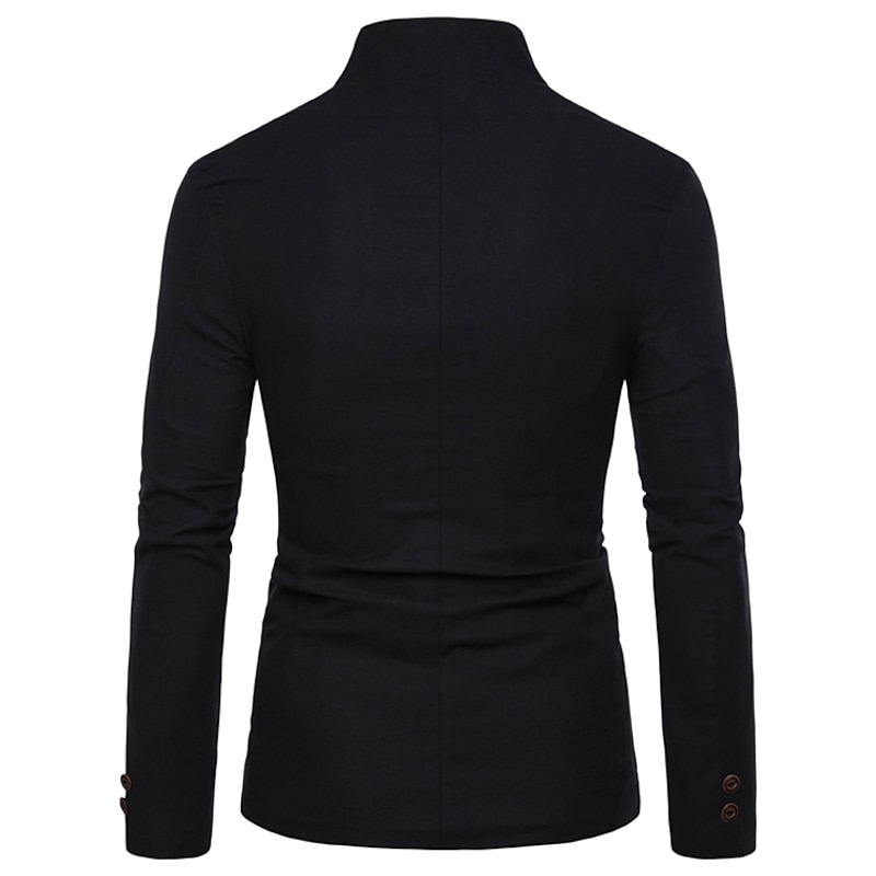 Men's Jacket Blazer Wedding Business Thermal Warm Pocket Fall Winter Solid Color Color Block Business Casual Stand Collar Regular Regular Fit Black White Red Navy Blue Khaki Jacket2