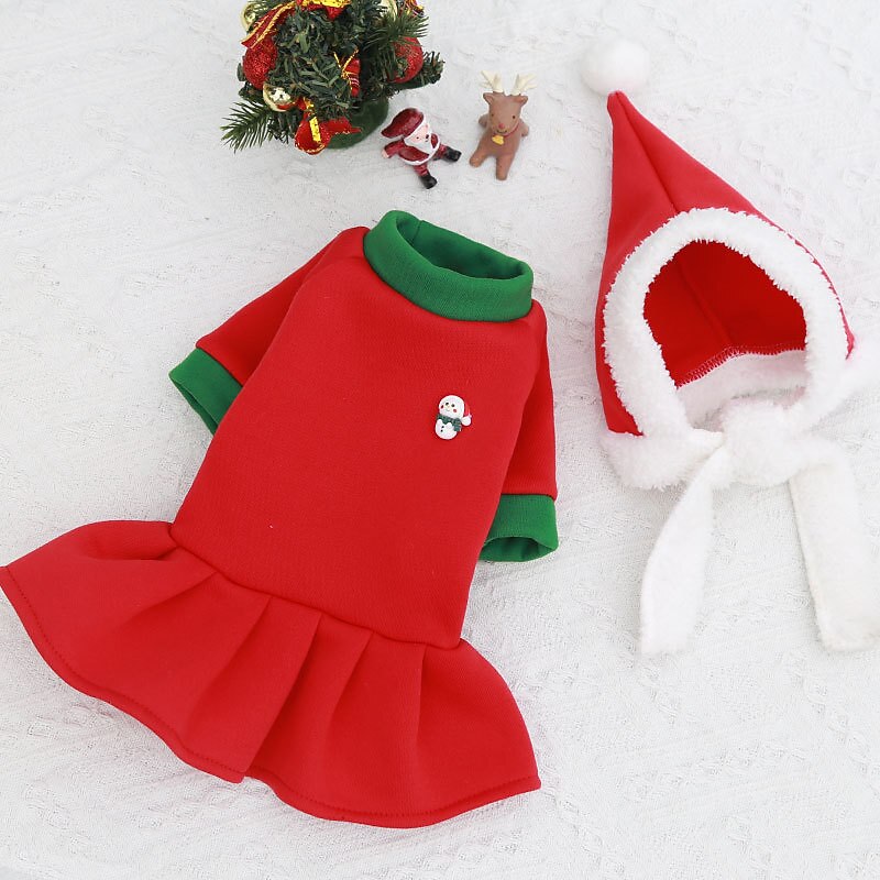 Dog Cat Christmas Costume Christmas Santa Claus Santa Claus Adorable Cute Christmas Casual / Daily Dog Clothes Puppy Clothes Dog Outfits Brown Costume for Girl and Boy Dog Cotton Fabric Cotton XXL2