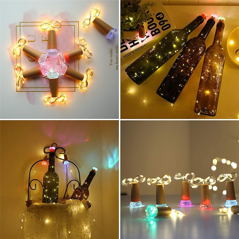 Elegant Wedding Party Reception 20 Pack Wine Bottle Lights with Cork – 20LEDs Fairy Lights, Battery Operated Diamond Shaped LED Lights for DIY Party Holiday Decor3