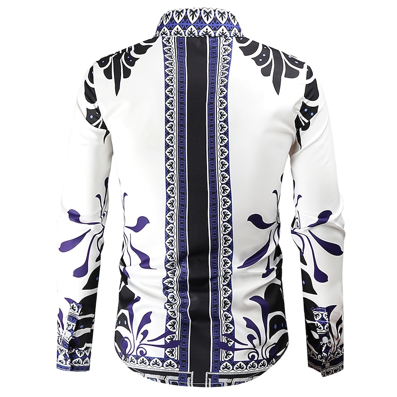 Men's Graphic Shirt Western Shirt Cowboy Shirt Long Sleeve Fashion Designer Classic Daily Holiday Turndown White Red Green Black+White2